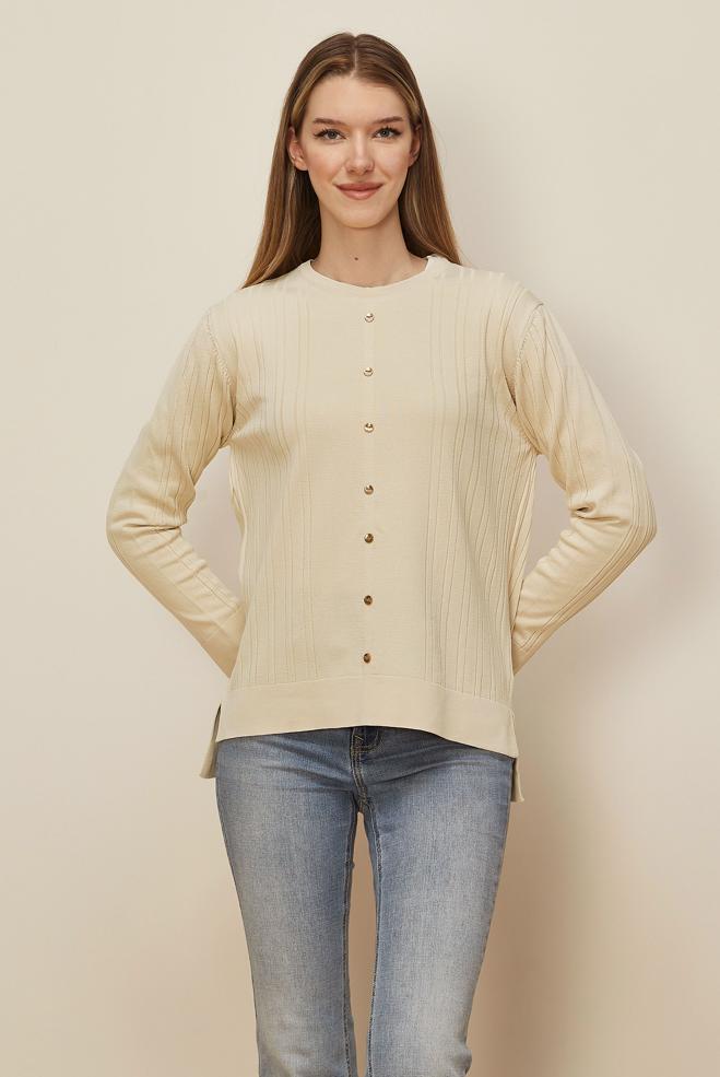 Hijab clothing BEIGE KNITWEAR SWEATER 45877 - ALVİNA