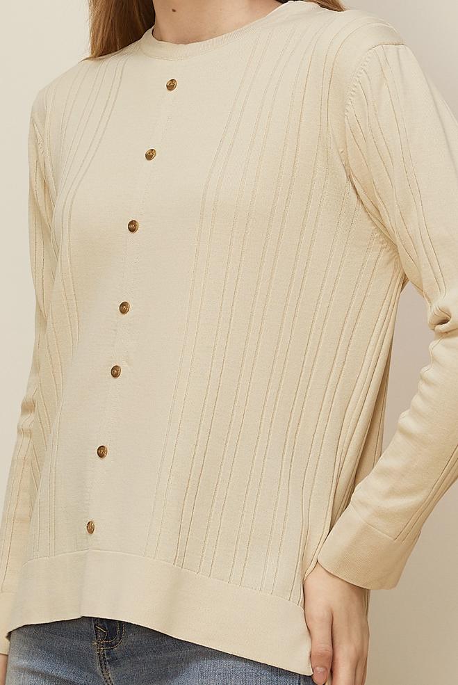 Hijab clothing BEIGE KNITWEAR SWEATER 45877 - ALVİNA