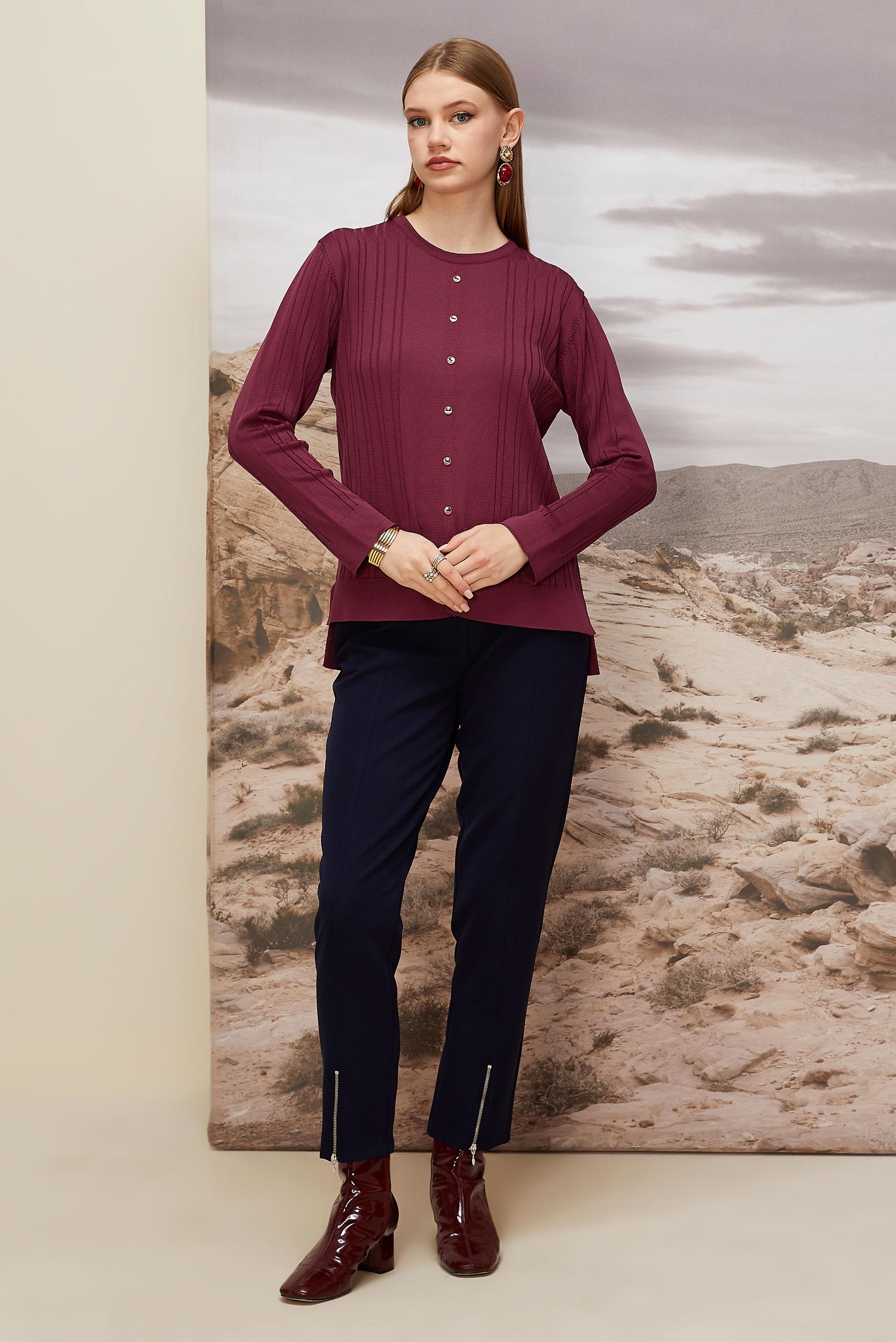 Tesettür giyim BORDO TRİKO KAZAK 45877