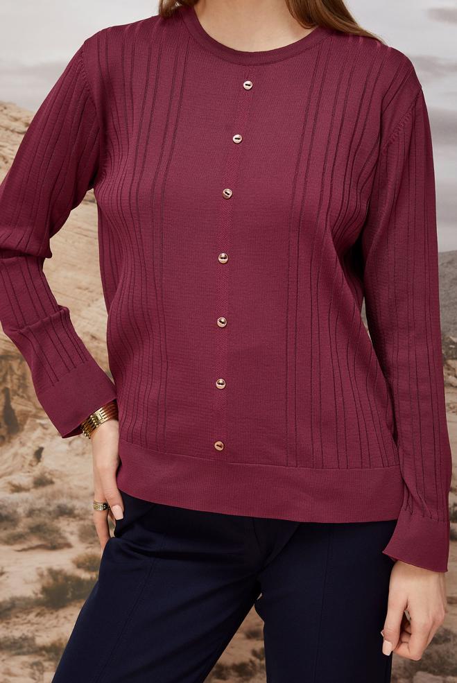 Hijab clothing CLARET RED KNITWEAR SWEATER 45877 - ALVİNA