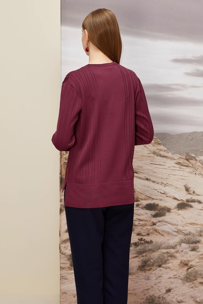 Hijab clothing CLARET RED KNITWEAR SWEATER 45877 - ALVİNA