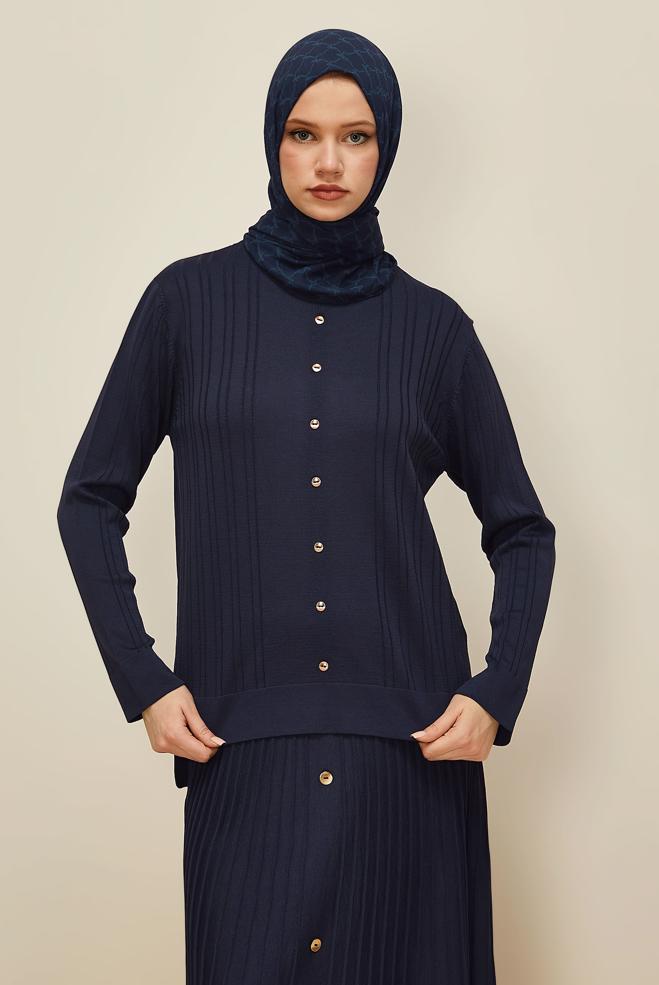 Hijab clothing NAVY BLUE KNITWEAR SWEATER 45877 - ALVİNA