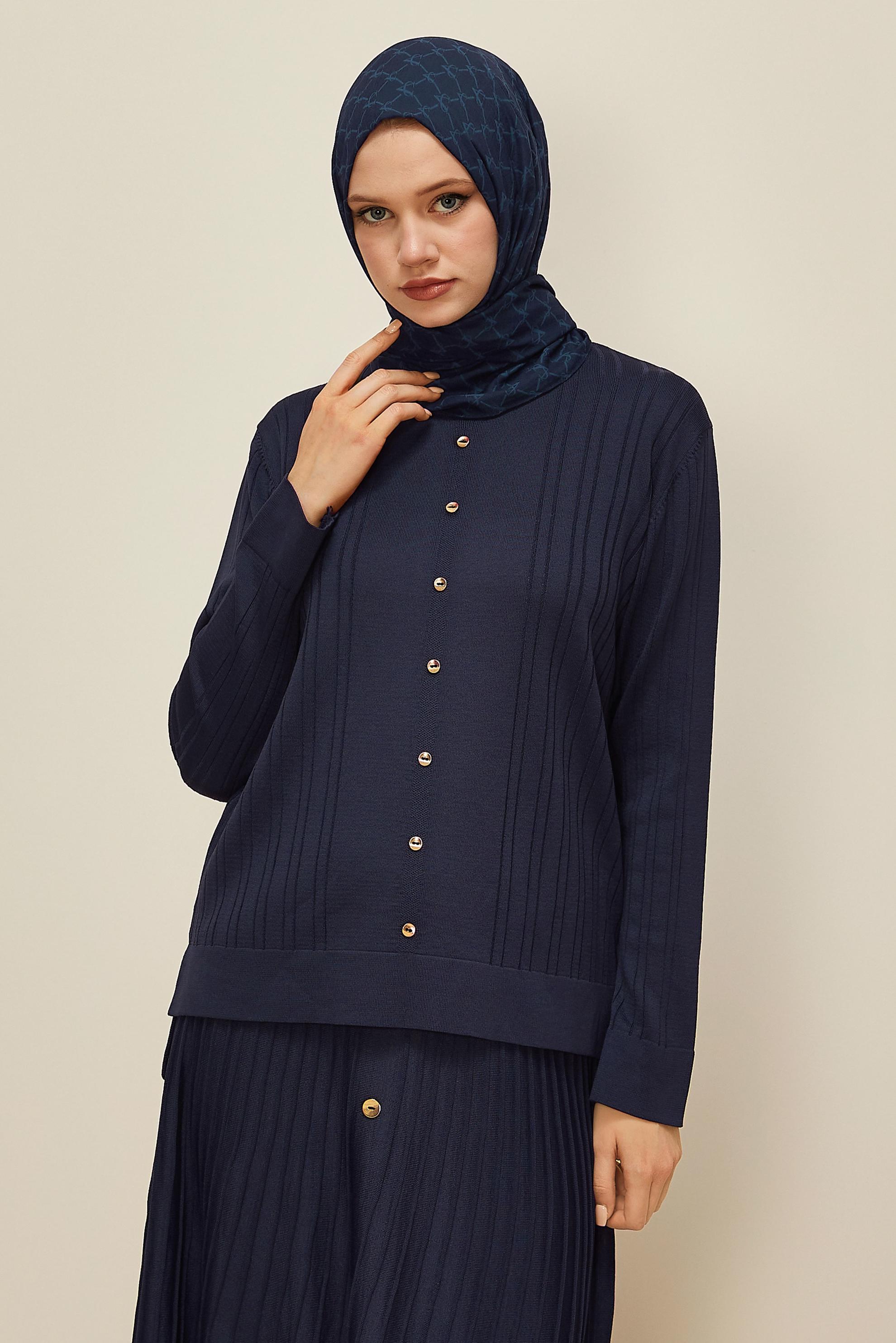 Hijab clothing NAVY BLUE KNITWEAR SWEATER 45877