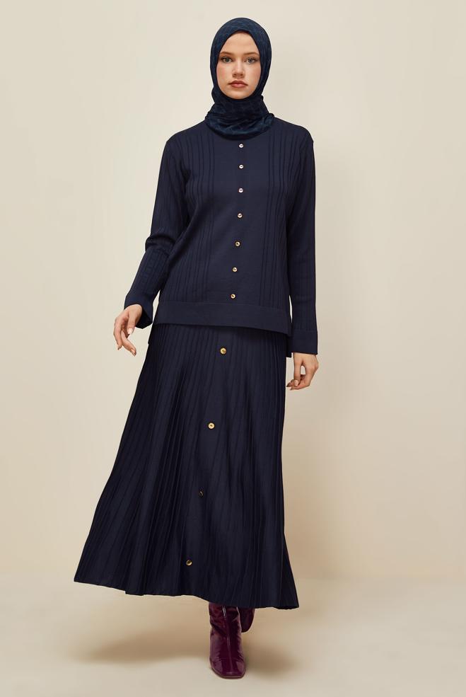 Hijab clothing NAVY BLUE KNITWEAR SWEATER 45877 - ALVİNA