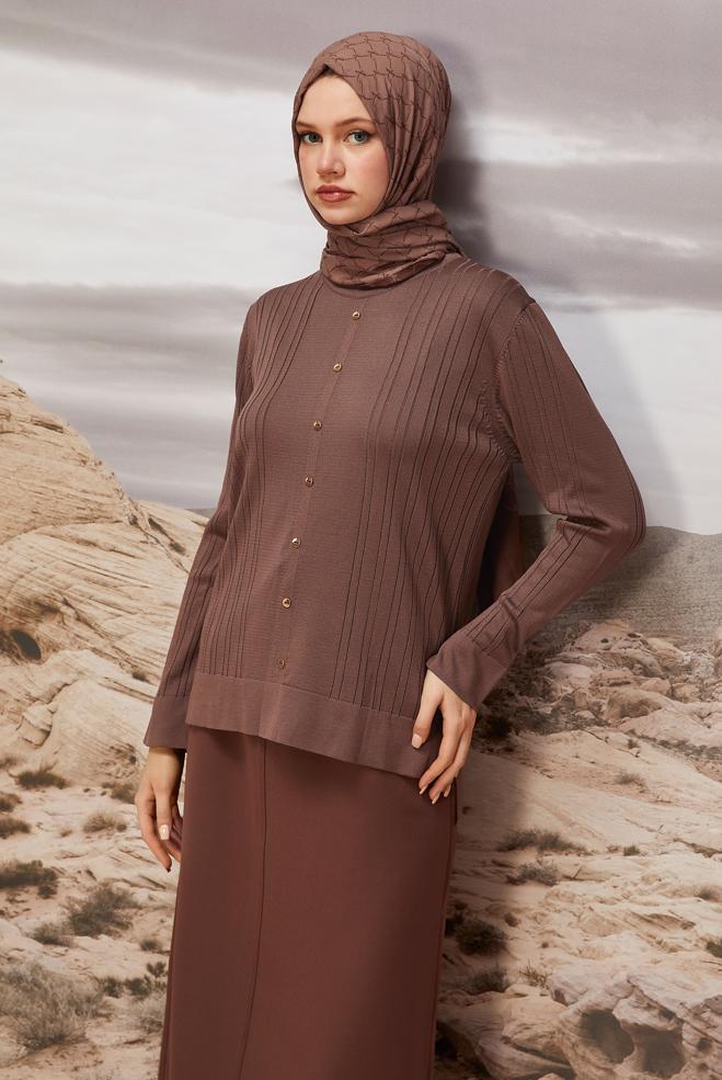 Hijab clothing BROWN KNITWEAR SWEATER 45877 - ALVİNA