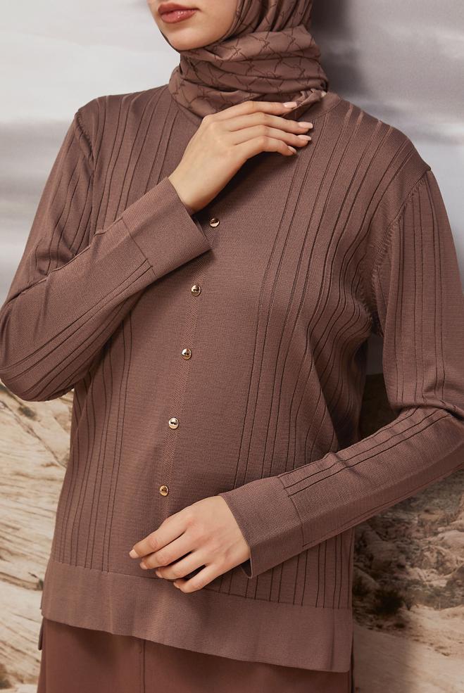 Hijab clothing BROWN KNITWEAR SWEATER 45877 - ALVİNA