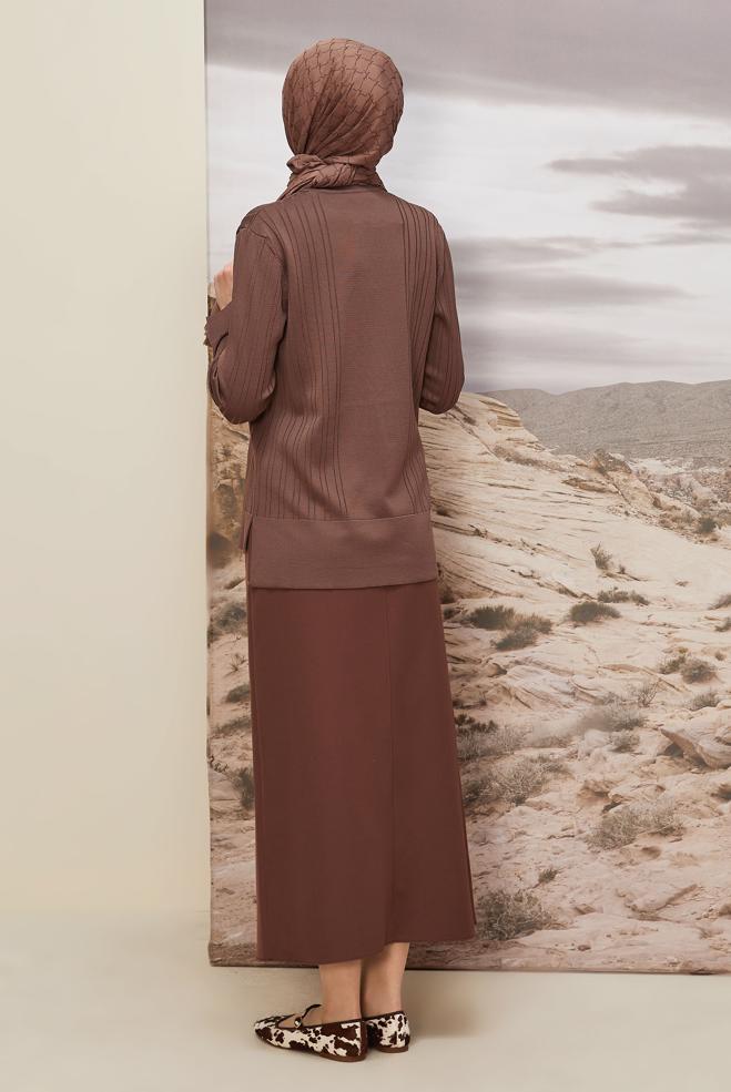 Hijab clothing BROWN KNITWEAR SWEATER 45877 - ALVİNA