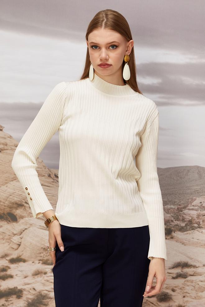 Hijab clothing WHITE KNITWEAR SWEATER 45878 - ALVİNA