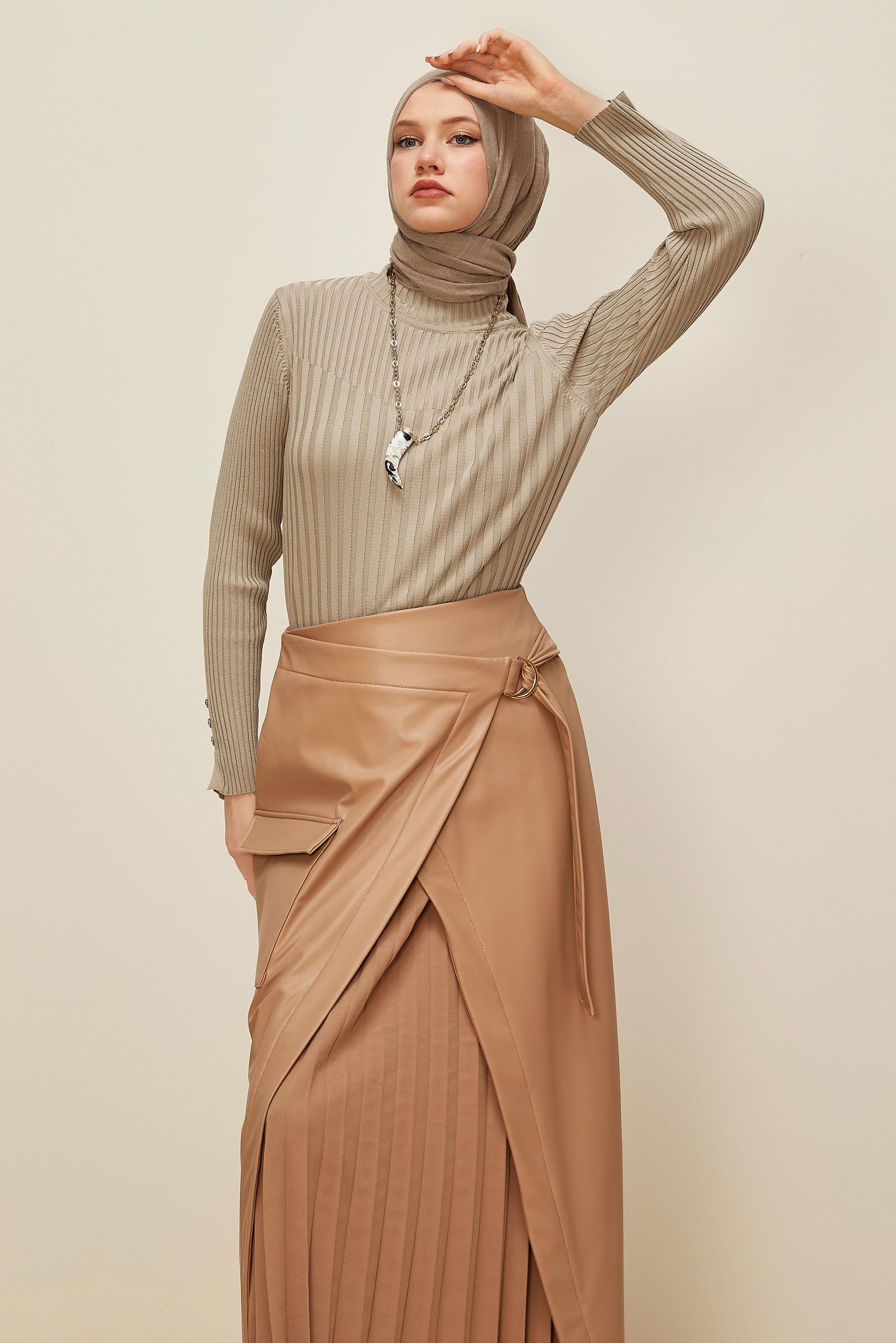 Vêtements hijab BEIGE PULL EN MAILLE 45878