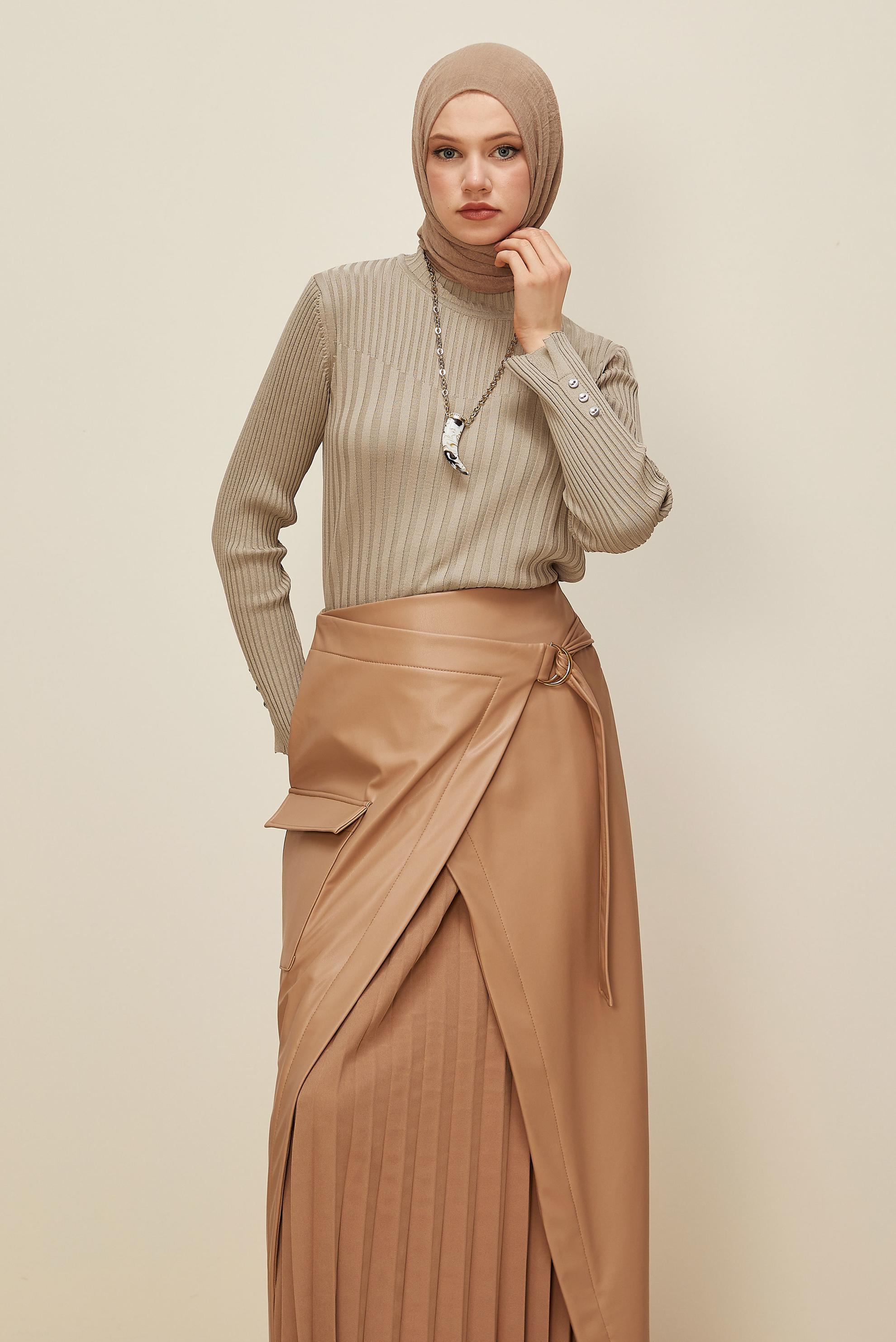 Vêtements hijab BEIGE PULL EN MAILLE 45878