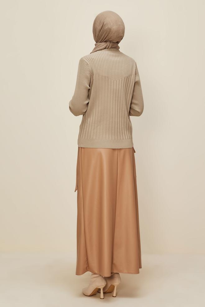Hijab clothing BEIGE KNITWEAR SWEATER 45878 - ALVİNA