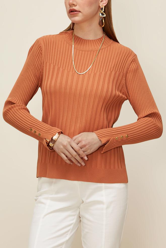 Hijab clothing ORANGE KNITWEAR SWEATER 45878 - ALVİNA