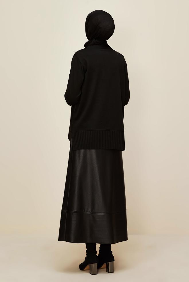 Hijab clothing BLACK BUTTON DETAILED KNITWEAR SWEATER 45879 - ALVİNA