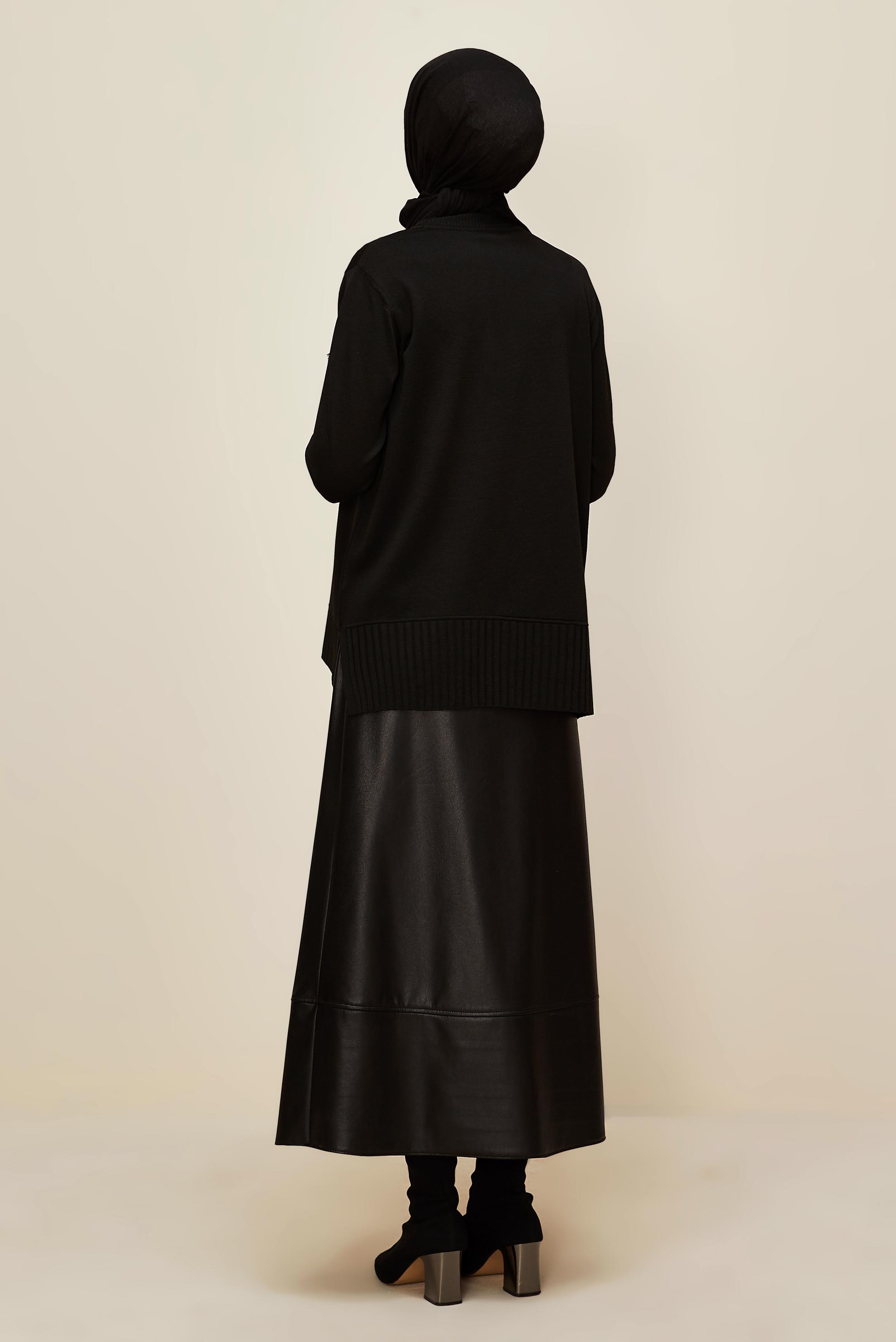 Hijab clothing BLACK BUTTON DETAILED KNITWEAR SWEATER 45879