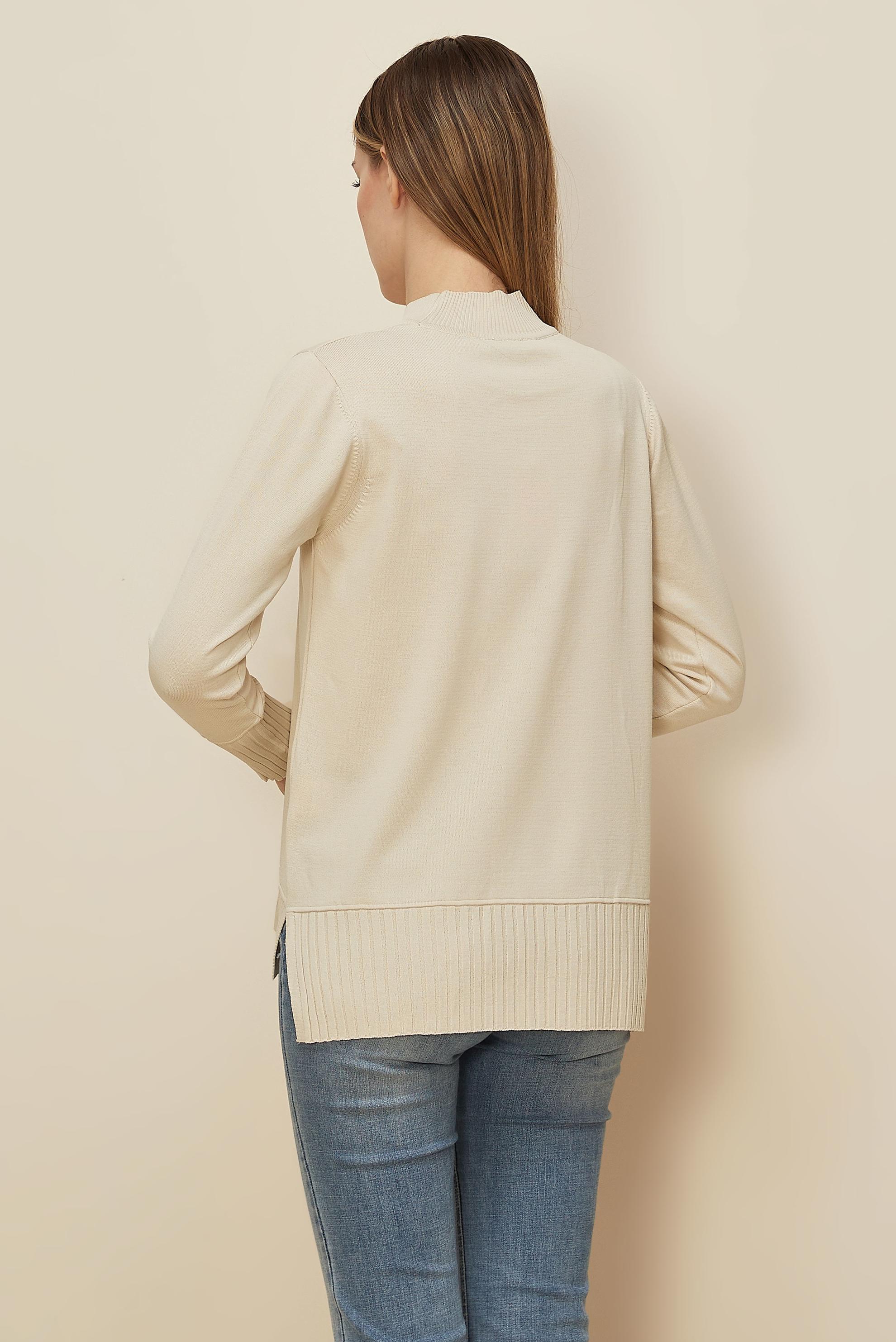 Hijab clothing BEIGE BUTTON DETAILED KNITWEAR SWEATER 45879