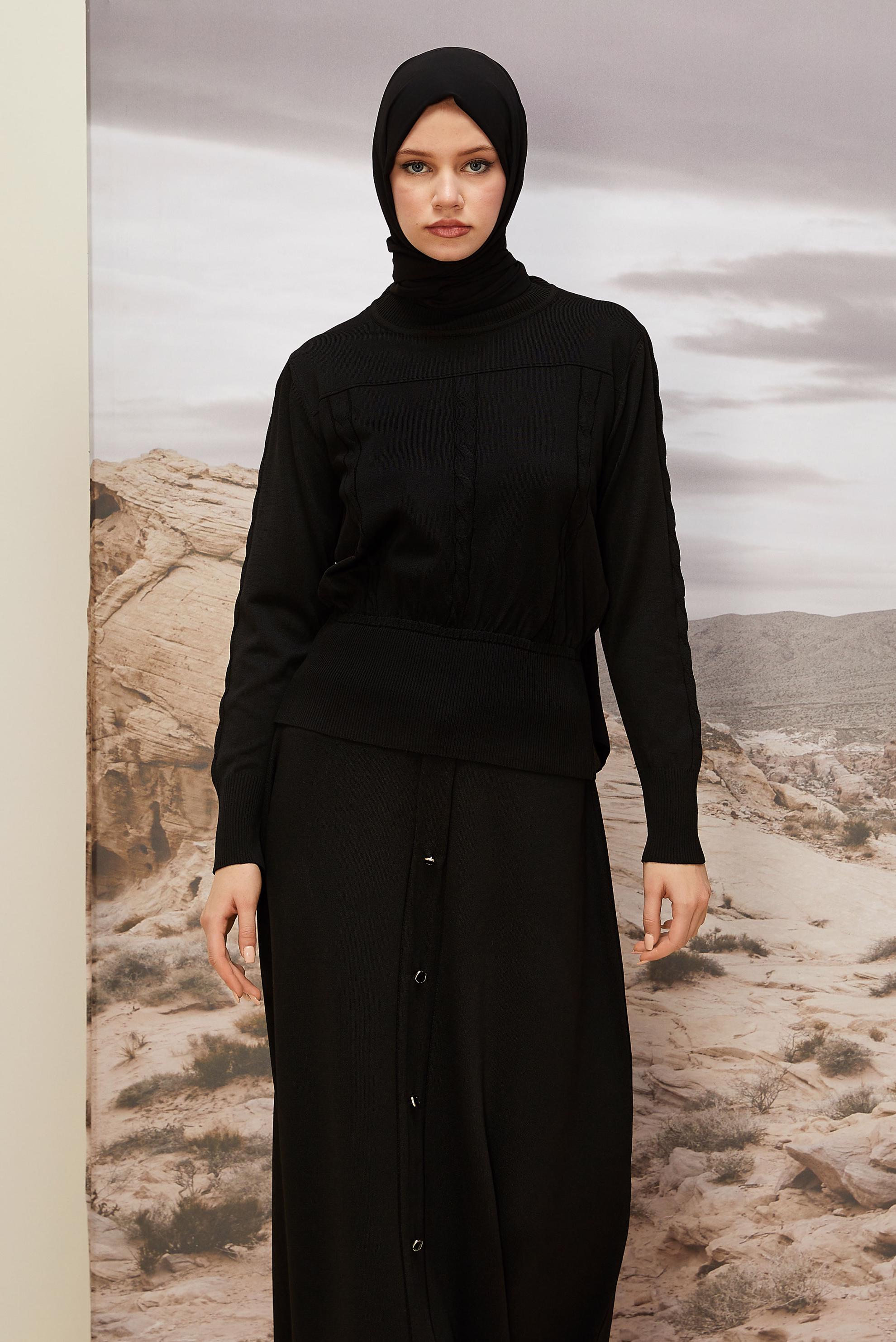 Tesettür giyim SİYAH TRİKO KAZAK 45880