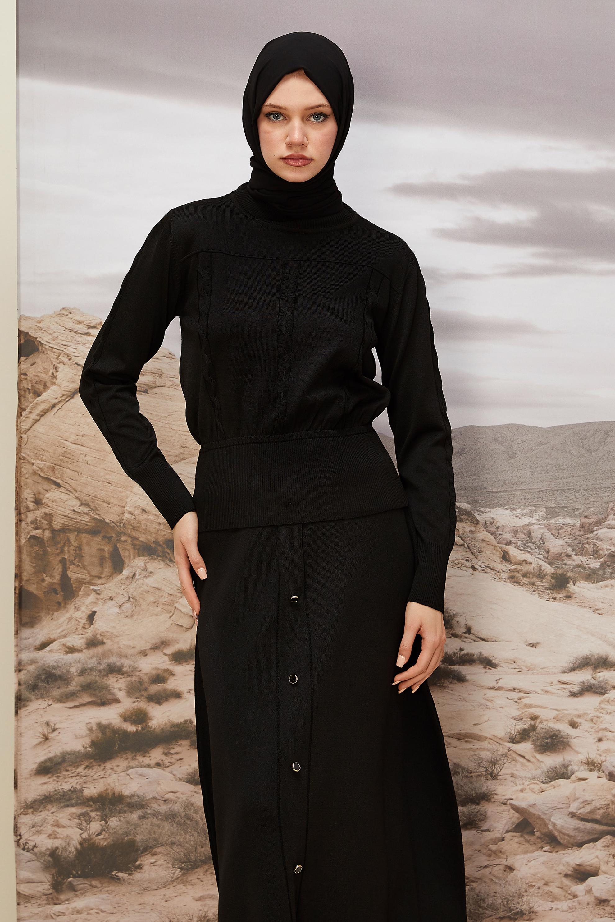 Tesettür giyim SİYAH TRİKO KAZAK 45880