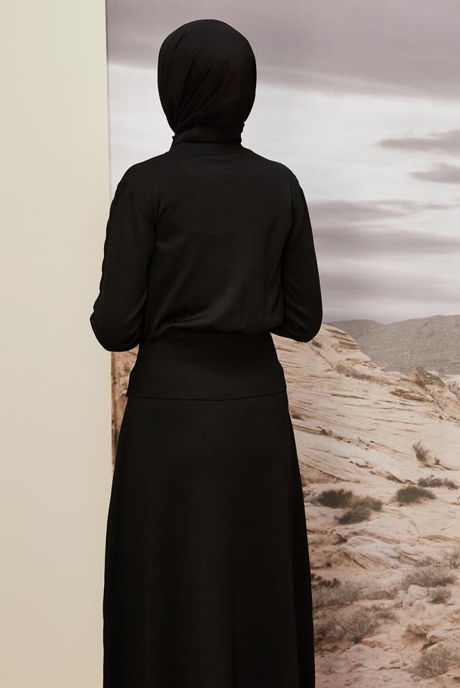 Hijab clothing BLACK KNITWEAR SWEATER 45880 - ALVİNA