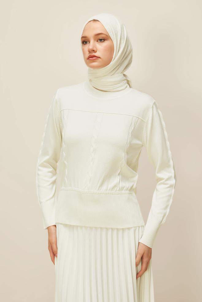 Hijab clothing WHITE KNITWEAR SWEATER 45880 - ALVİNA