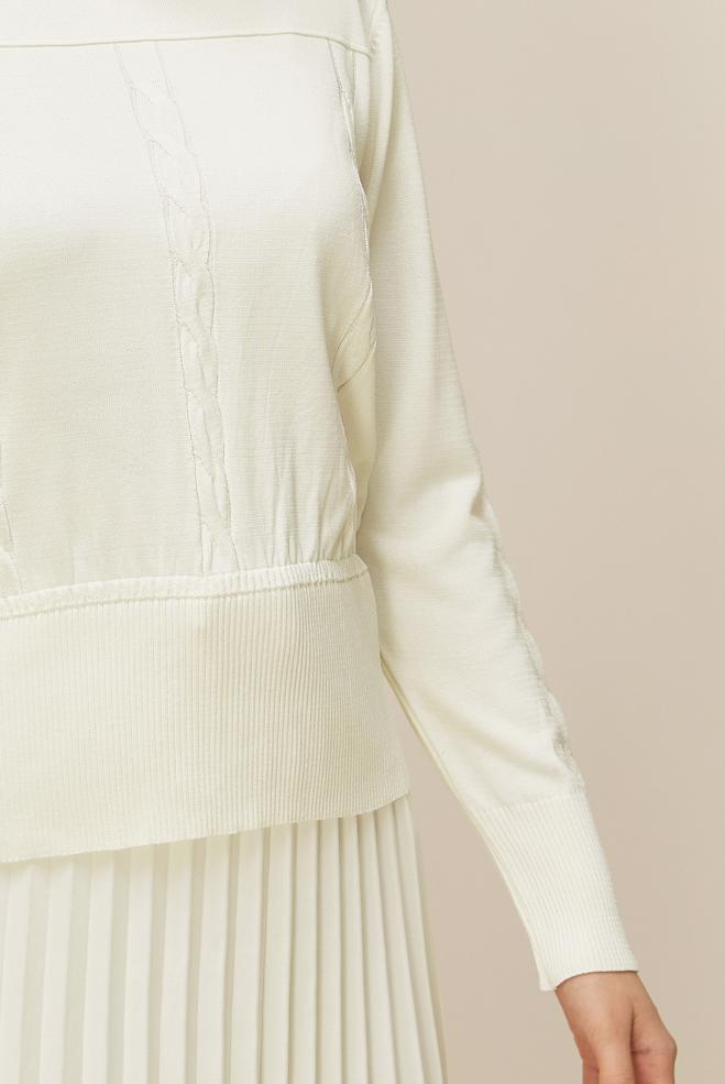 Hijab clothing WHITE KNITWEAR SWEATER 45880 - ALVİNA