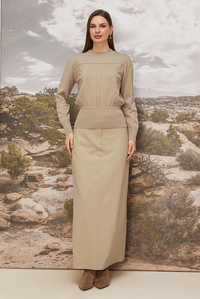 Hijab clothing BEIGE 45880 TRİKO KAZAK 38-44 - ALVİNA
