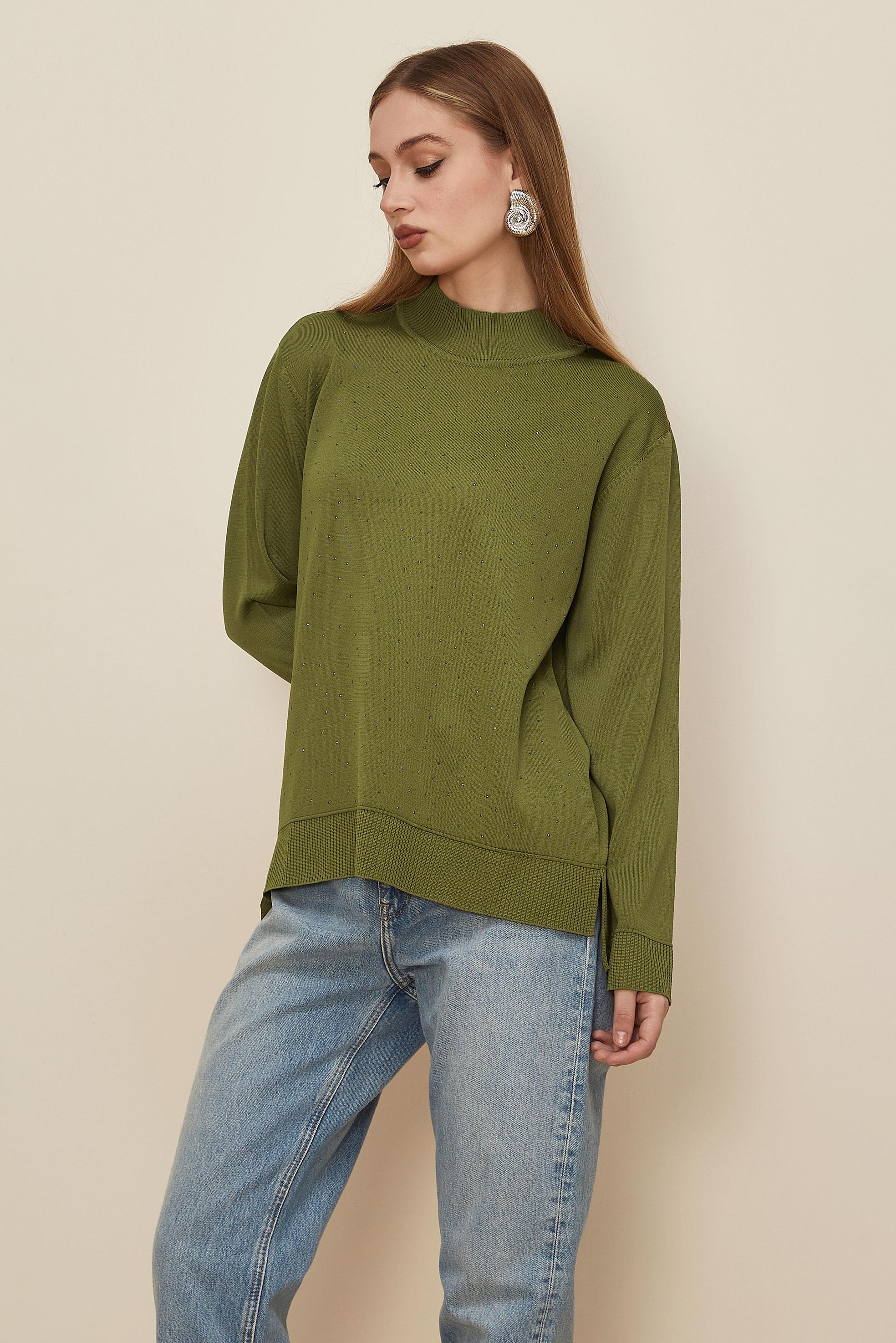 Hijab clothing GREEN GEM DETAILED KNITWEAR SWEATER 45881