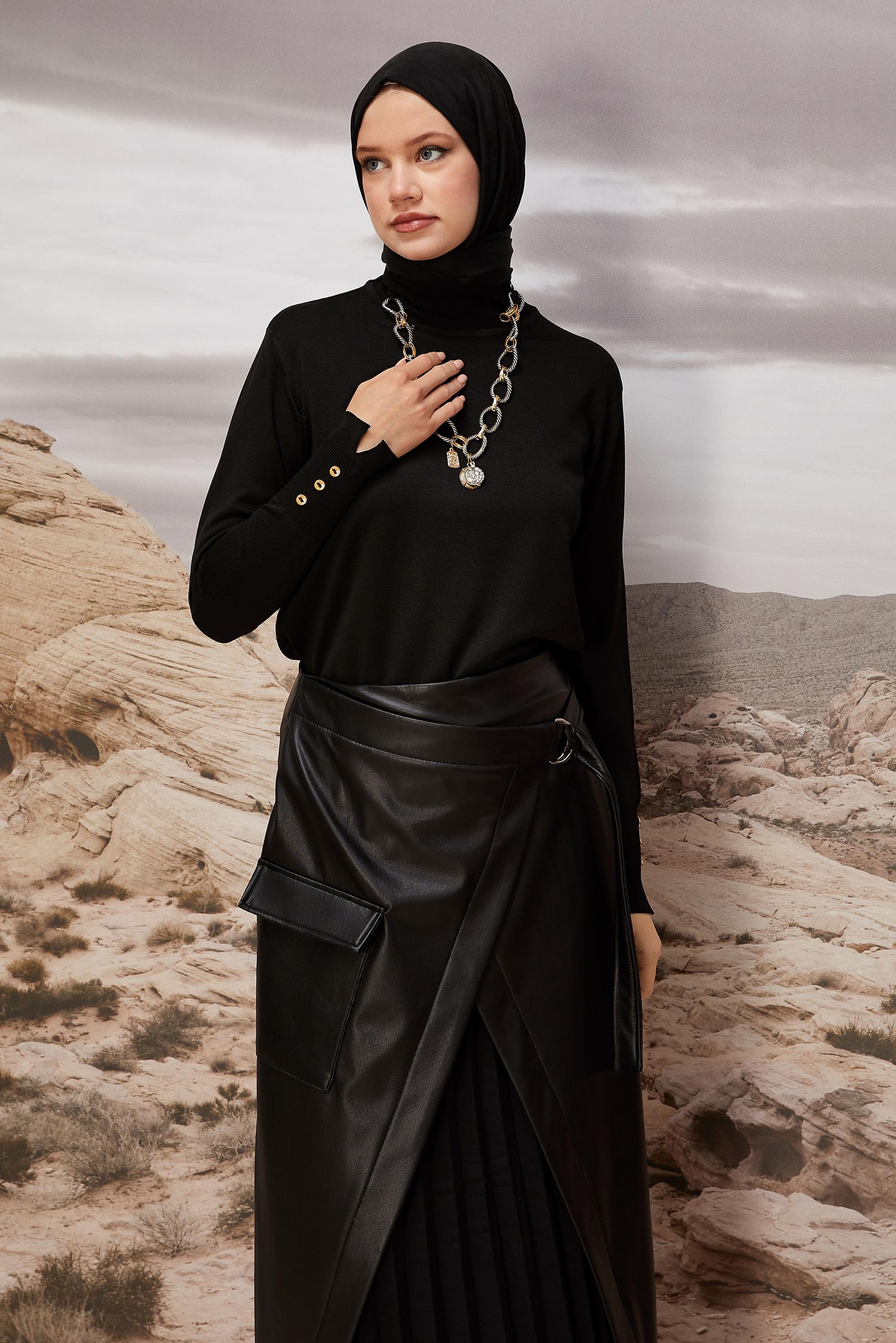 Vêtements hijab NOIR PULL EN MAILLE 45882