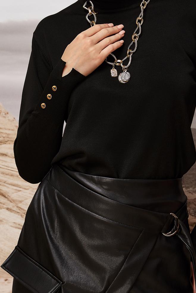 Hijab clothing BLACK KNITWEAR SWEATER 45882 - ALVİNA