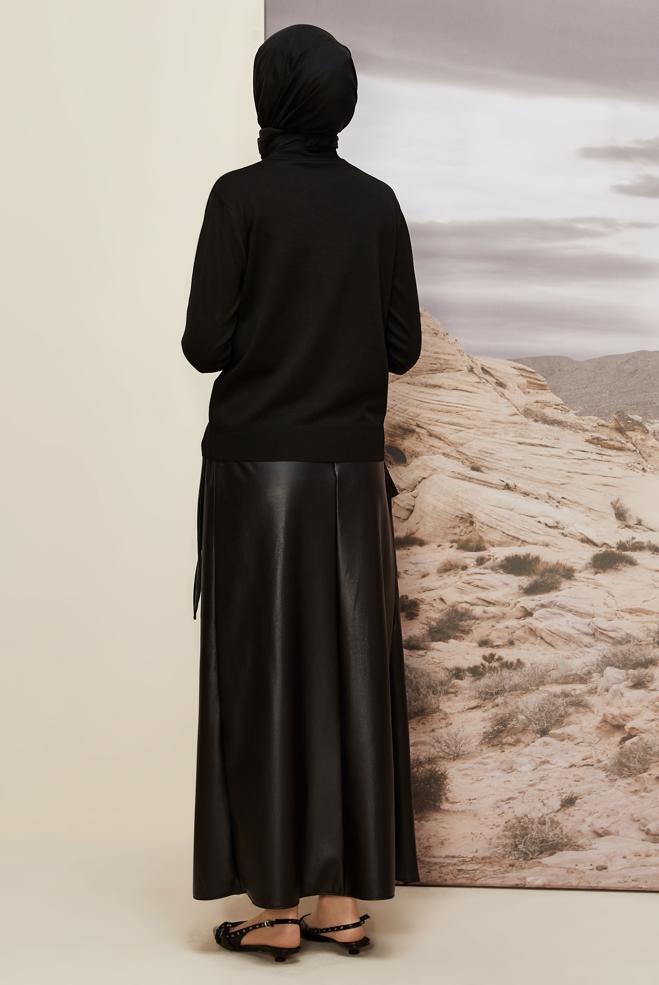 Hijab clothing BLACK KNITWEAR SWEATER 45882 - ALVİNA