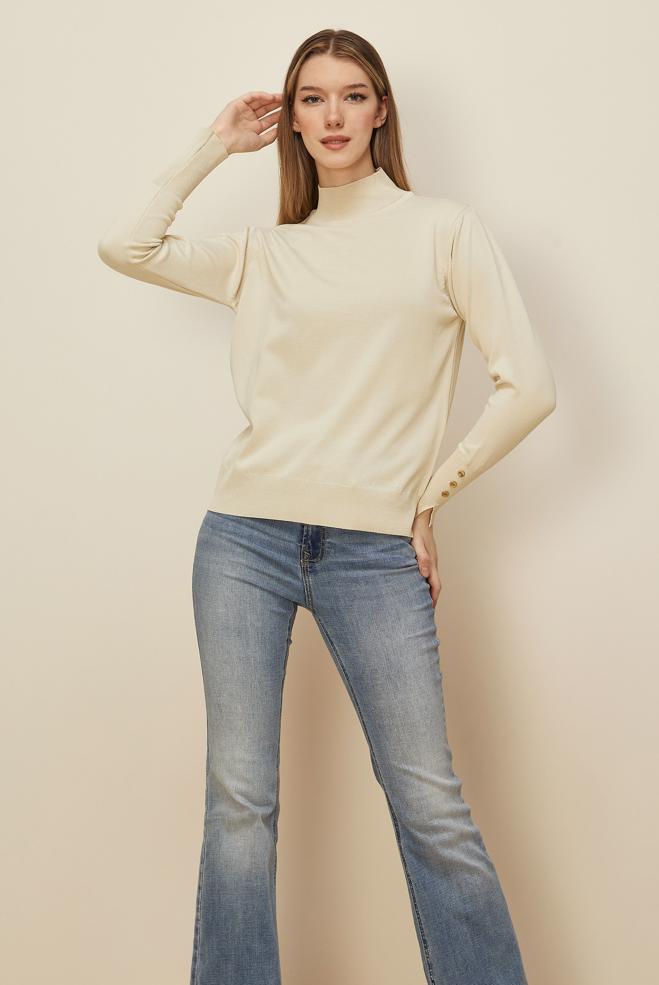 Tesettür giyim BEJ TRİKO KAZAK 45882 - ALVİNA