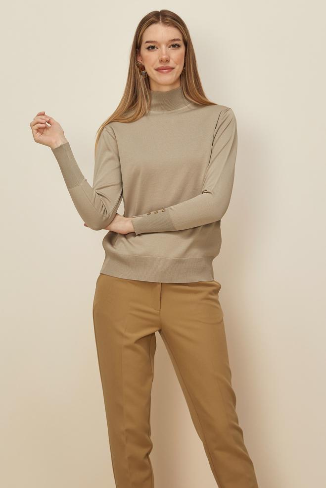 Tesettür giyim BEJ TRİKO KAZAK 45882 - ALVİNA