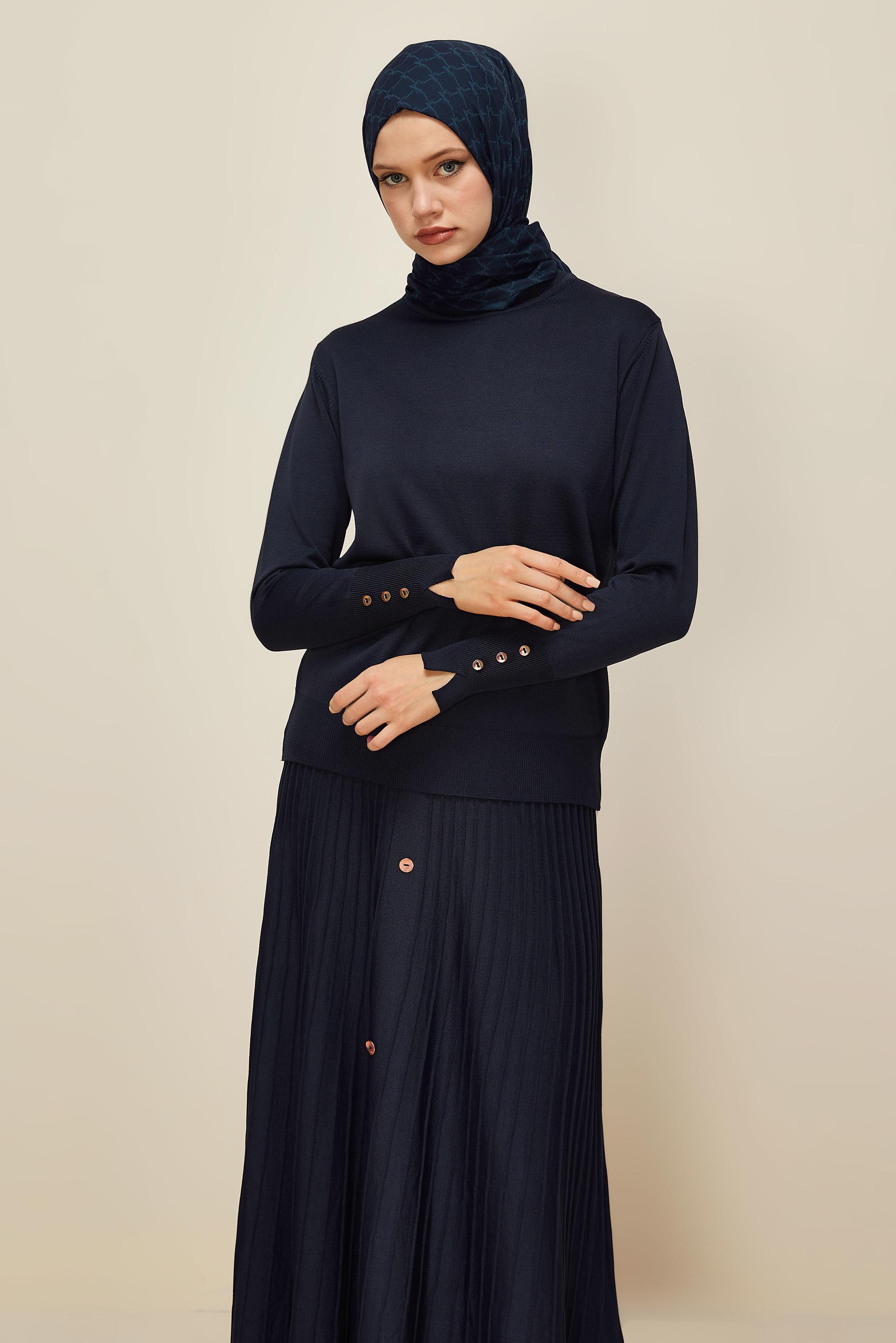 Vêtements hijab BLEU MARINE PULL EN MAILLE 45882