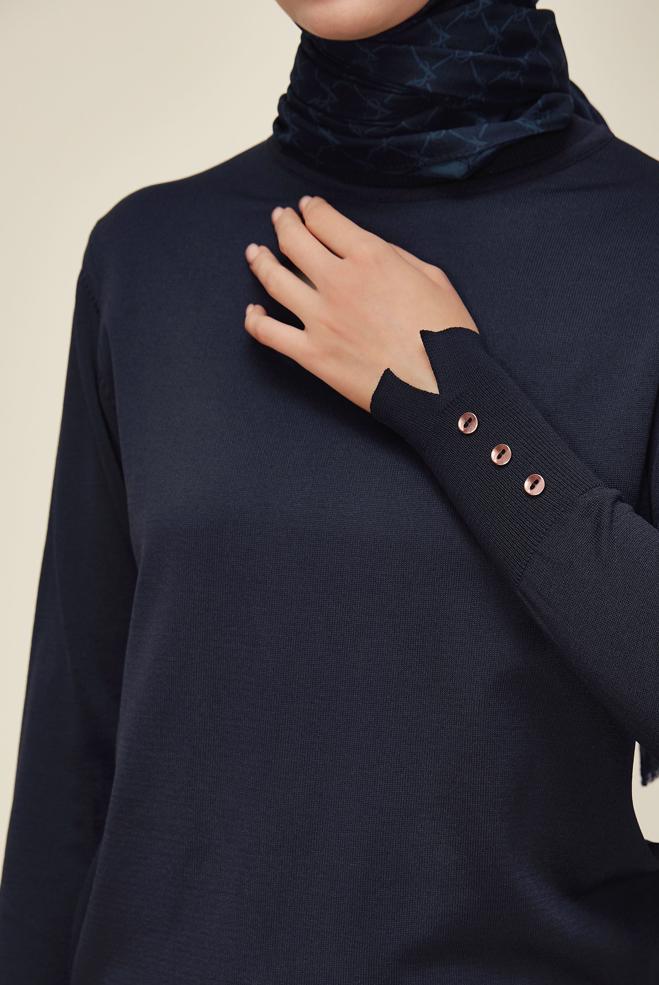 Hijab clothing NAVY BLUE KNITWEAR SWEATER 45882 - ALVİNA