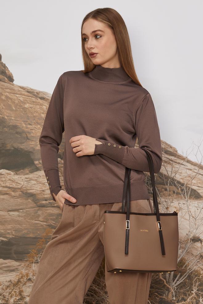 Hijab clothing BROWN KNITWEAR SWEATER 45882 - ALVİNA