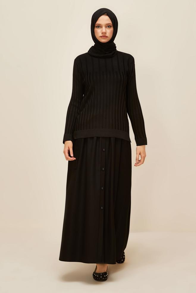 Hijab clothing BLACK KNITWEAR SWEATER 45883 - ALVİNA