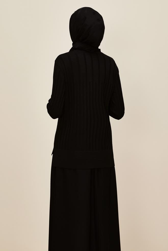 Hijab clothing BLACK KNITWEAR SWEATER 45883 - ALVİNA