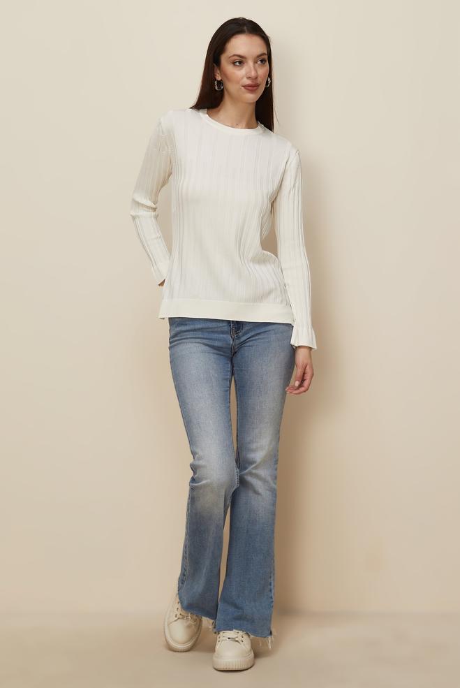 Tesettür giyim BEYAZ TRİKO KAZAK 45883 - ALVİNA