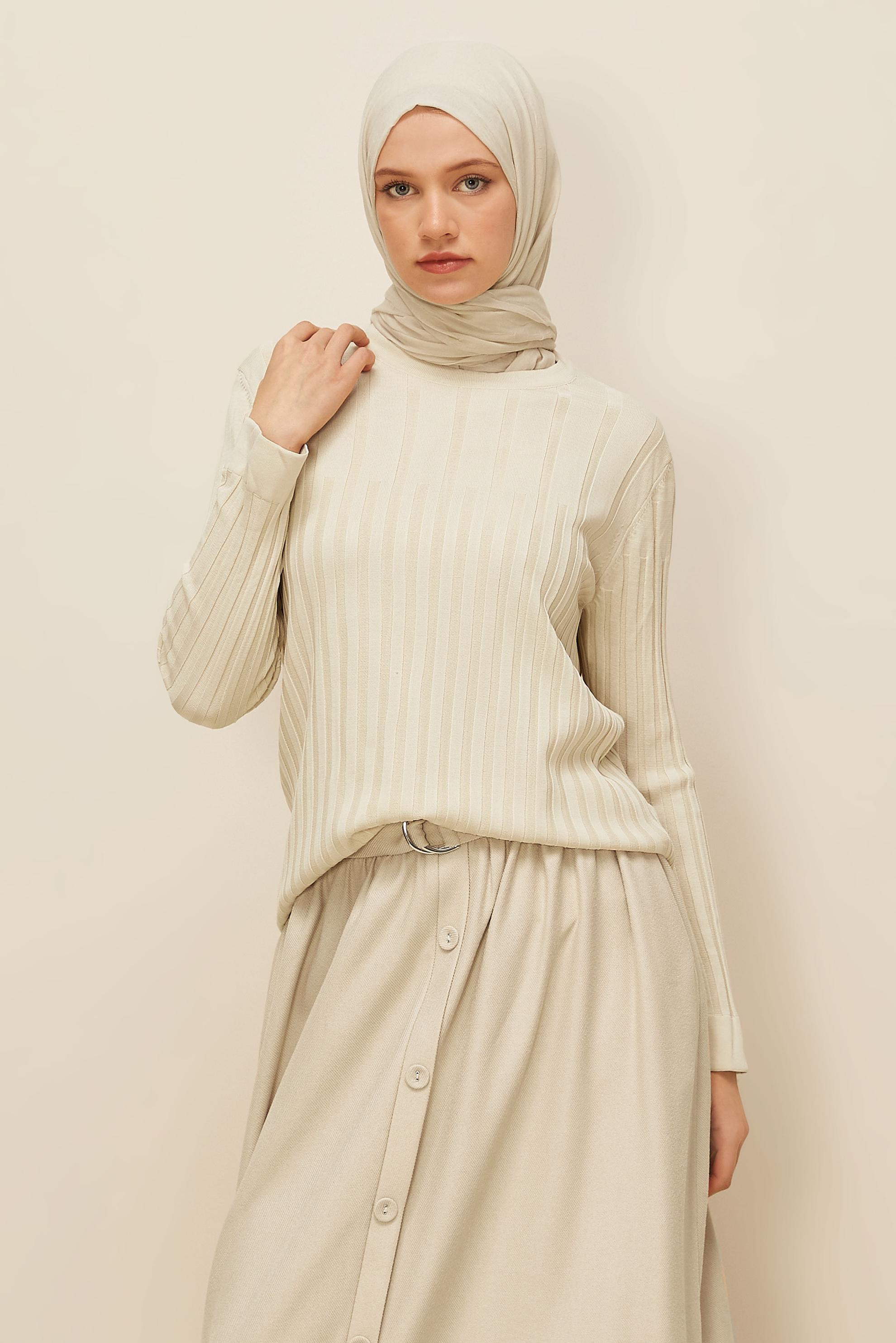 Vêtements hijab BEIGE PULL EN MAILLE 45883