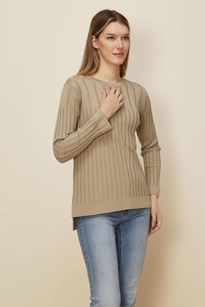 Hijab clothing BEIGE KNITWEAR SWEATER 45883 - ALVİNA