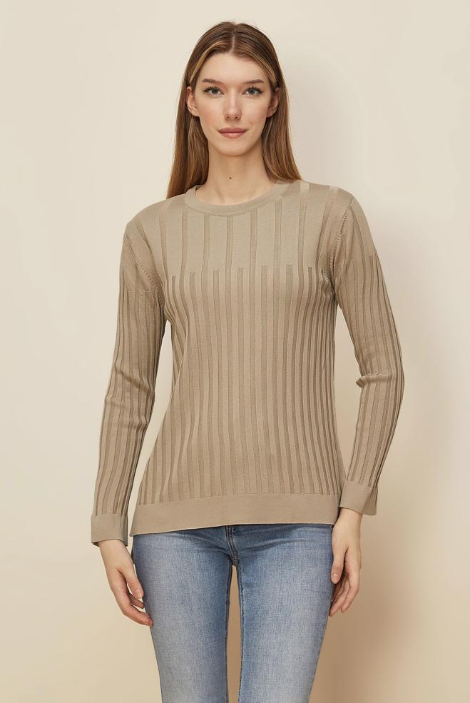 Hijab clothing BEIGE KNITWEAR SWEATER 45883 - ALVİNA