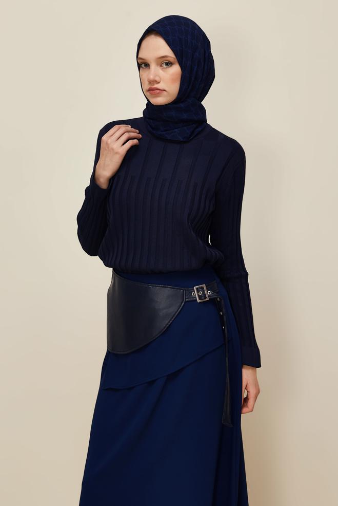 Hijab clothing NAVY BLUE KNITWEAR SWEATER 45883 - ALVİNA