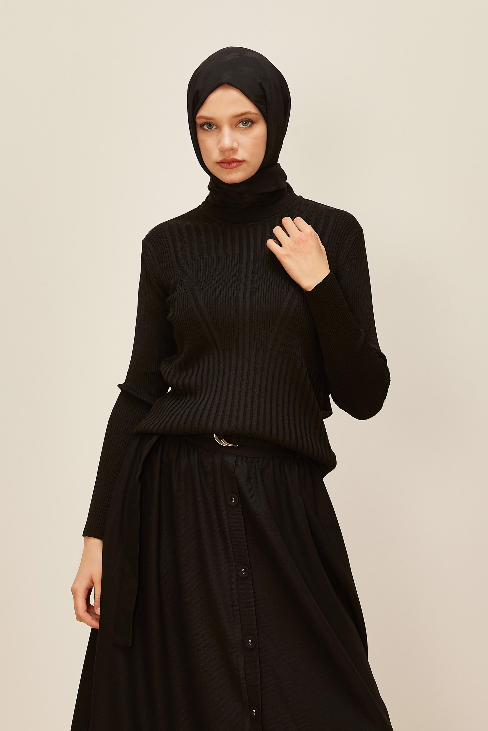 Vêtements hijab NOIR PULL EN MAILLE 45903
