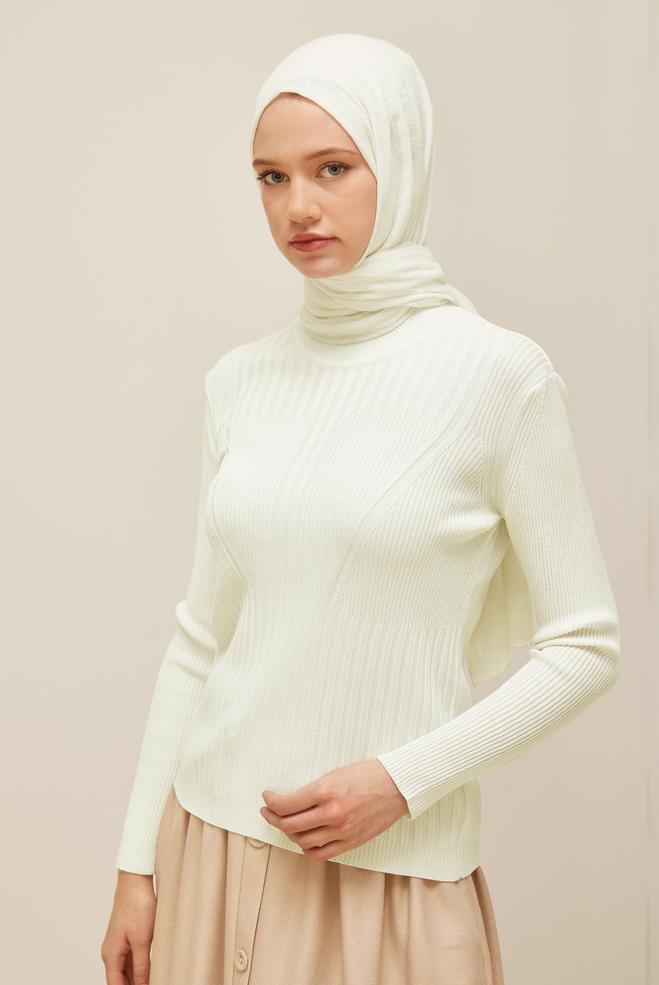 Hijab clothing WHITE KNITWEAR SWEATER 45903 - ALVİNA