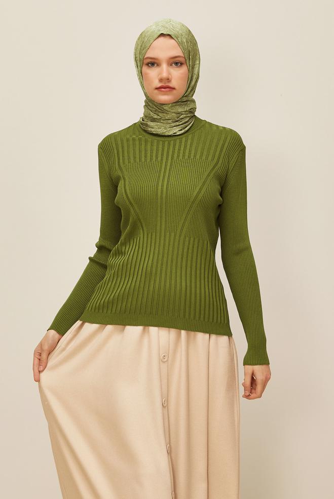 Hijab clothing GREEN KNITWEAR SWEATER 45903 - ALVİNA