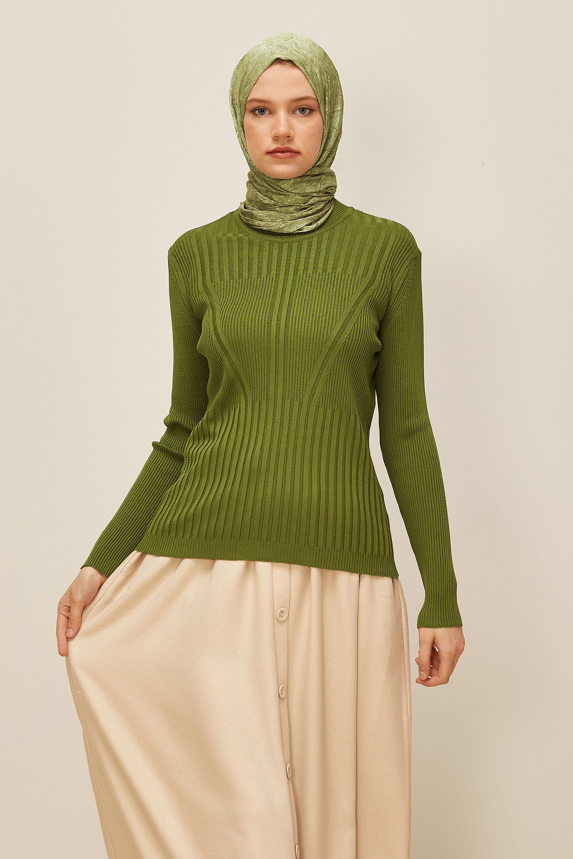 Vêtements hijab VERT PULL EN MAILLE 45903