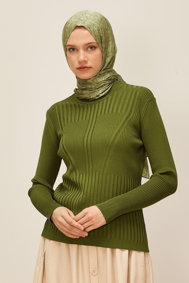 Hijab clothing GREEN KNITWEAR SWEATER 45903 - ALVİNA