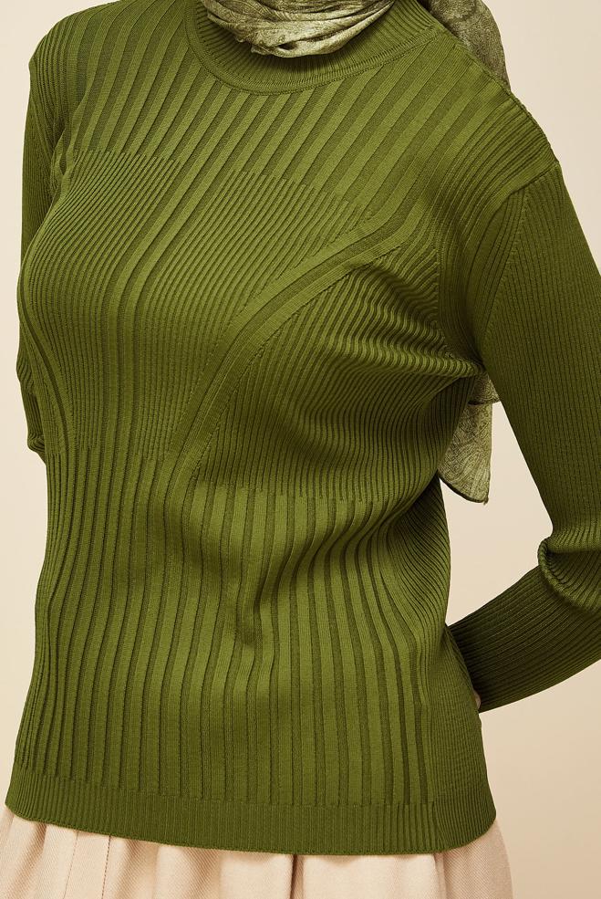 Hijab clothing GREEN KNITWEAR SWEATER 45903 - ALVİNA
