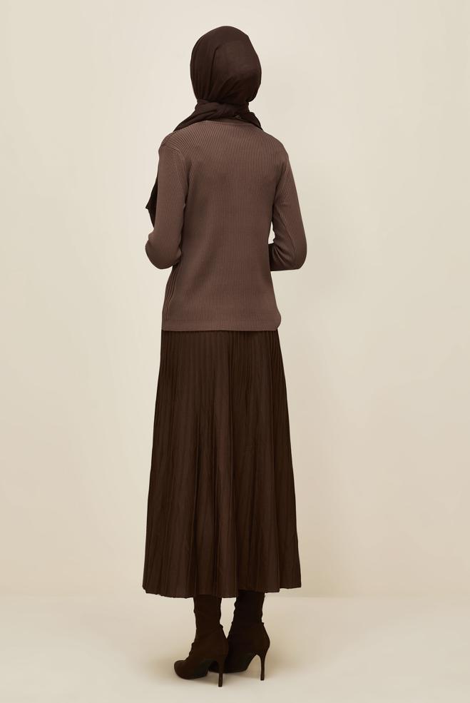 Hijab clothing BROWN KNITWEAR SWEATER 45903 - ALVİNA