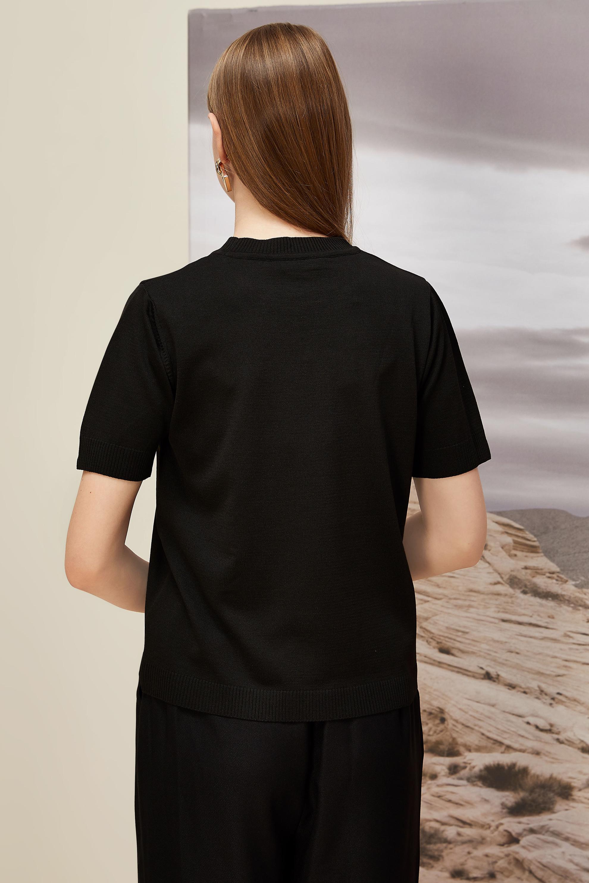 Hijab clothing BLACK SHORT SLEEVED KNITWEAR SWEATER 45904