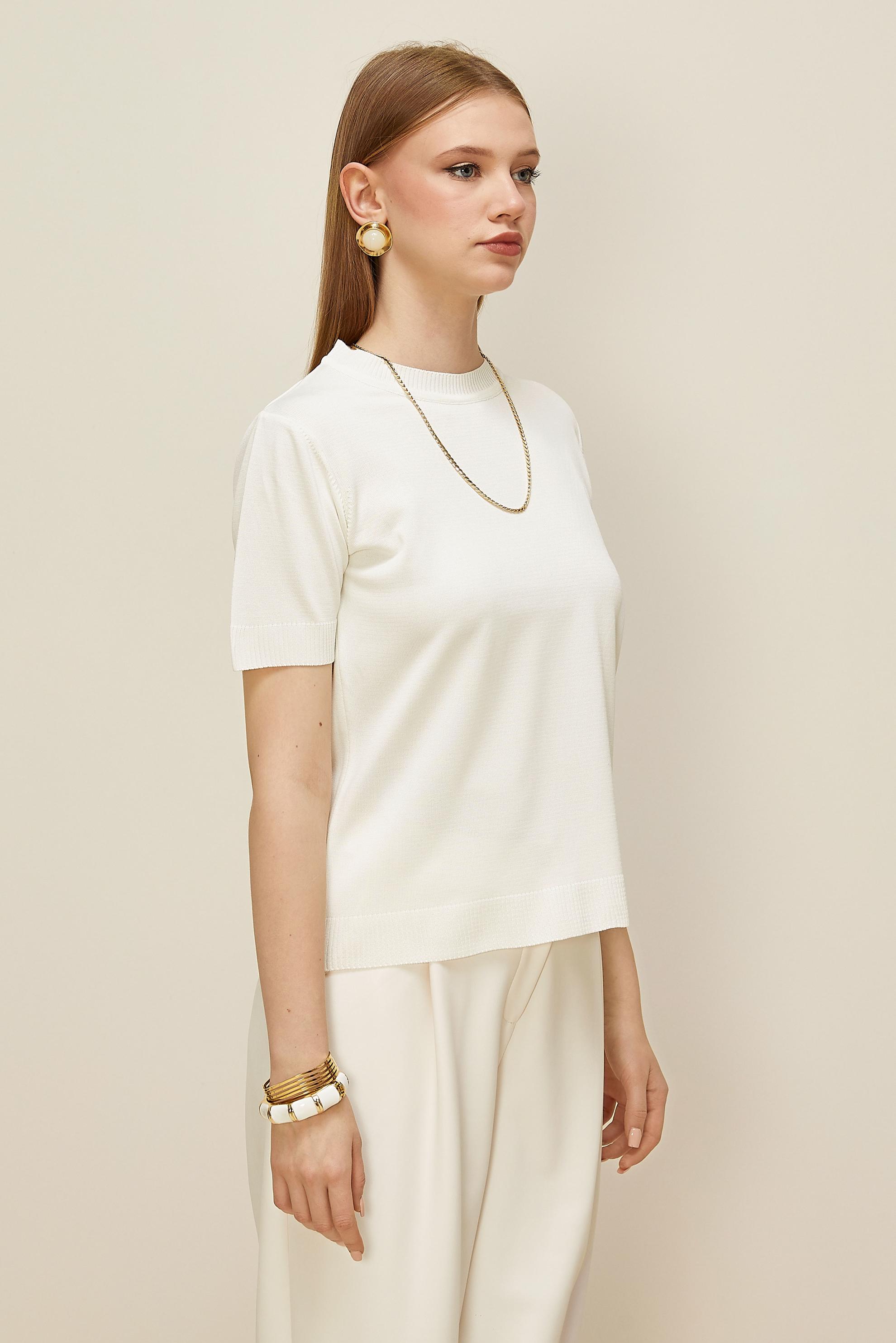 Tesettür giyim BEYAZ KISA KOLLU TRİKO KAZAK 45904